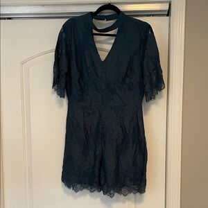 NWT! Francesca’s Miami Dark Blue Lace romper